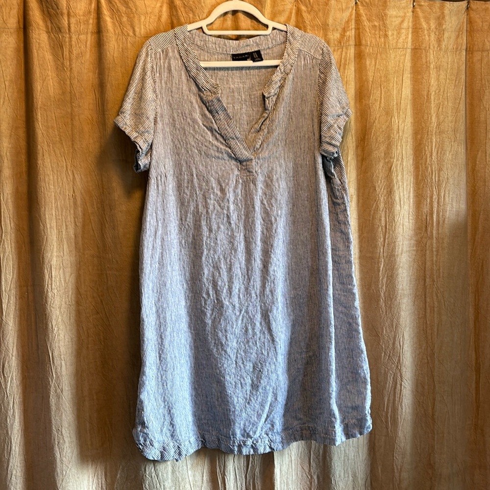 Denim blue and white dress, knee length